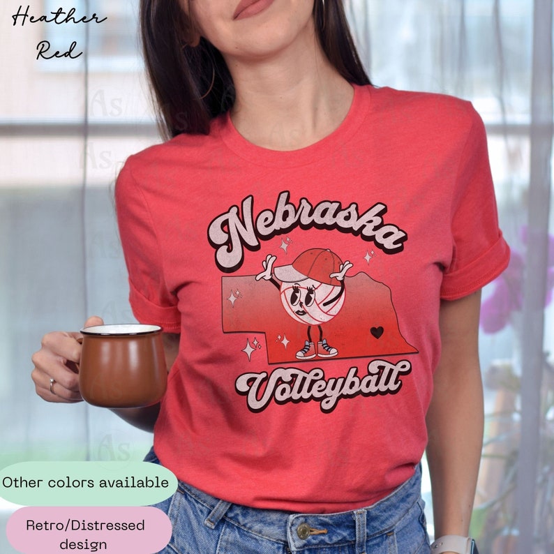 Retro Nebraska Volleyball Shirt, NE Volleyball Game Day Crewneck Gift, Volleyball Nebraska Game