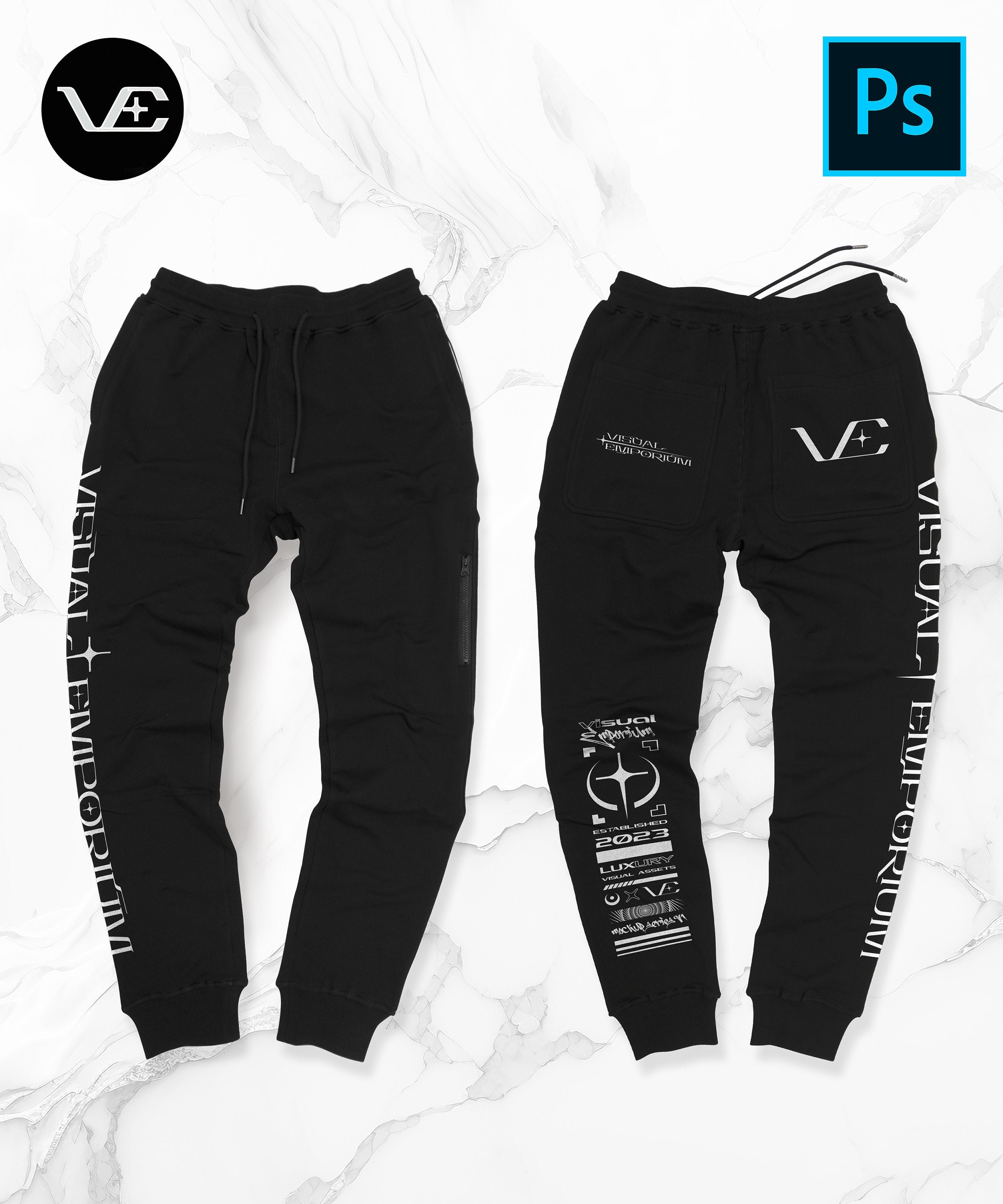 Jogger Mockup PSD Template Streetwear Sweatpants Mock Customizable Jogger Mockup PSD Template Streetwear Sweatpants Mock Customizable