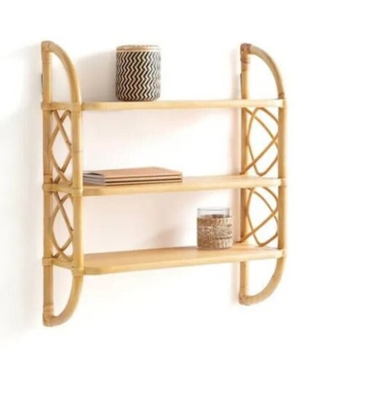 Three Tier Rattan Wall Shelf versatile Threetiered Rattan Etsy