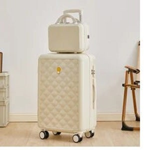 Embossed Pink Vintage Style Suitcase Luggage Set With Wheels 