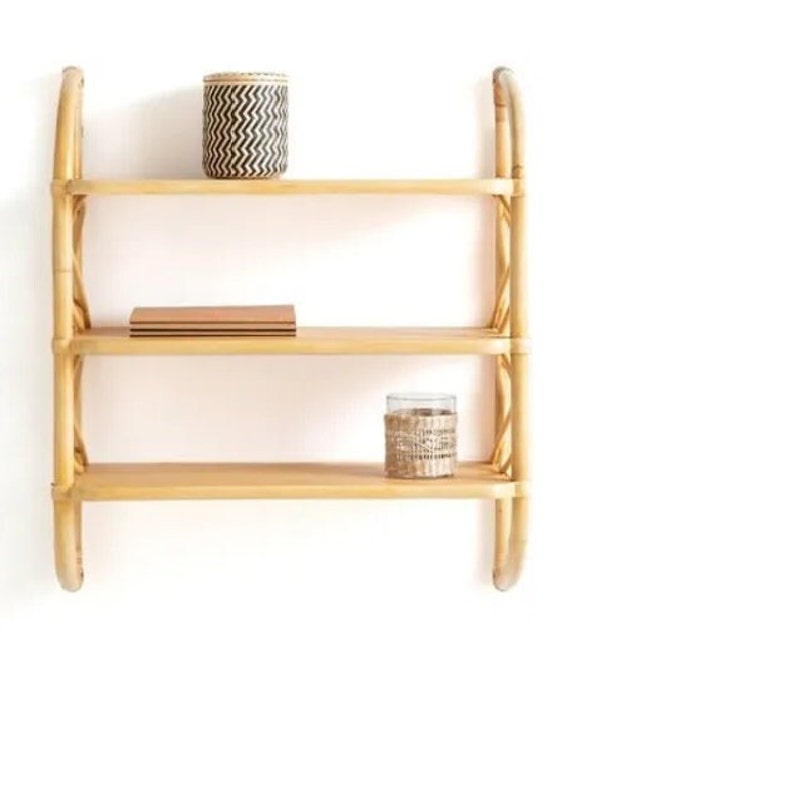 Three Tier Rattan Wall Shelf versatile Threetiered Rattan Etsy