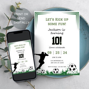 Soccer Birthday Invitation, Editable Boy Soccer Team Party, Soccer Fan, Sports Birthday Invitation, Soccer Theme Evite, Digital Download