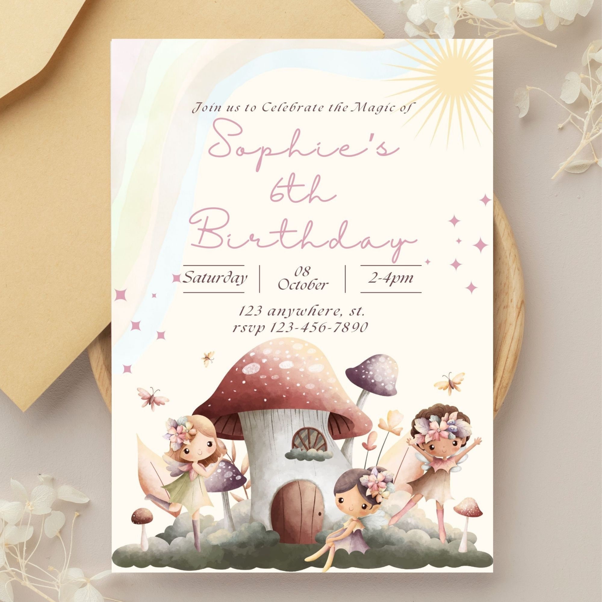 Fairy Birthday Invitation, Editable Magical Enchanted Forest Birthday ...