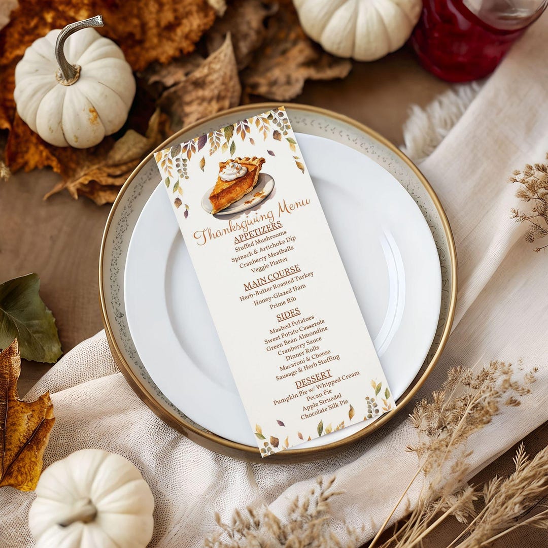 Thanksgiving Dinner Menu Template, Editable Friendsgiving Menu