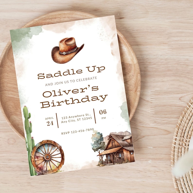 Editable Western Birthday Invitation, Country Western Printable Invite ...