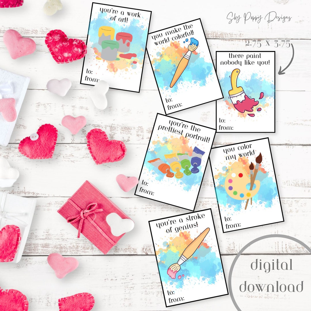 Artist Valentine Card Paint Palette Valentine Printable Paintbrush ...