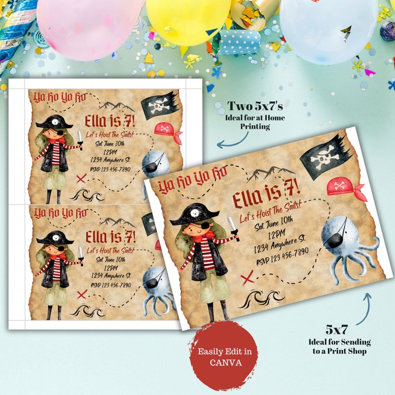 Pirate Birthday Invitation | Cute Pirate Party Invite | Printable ...