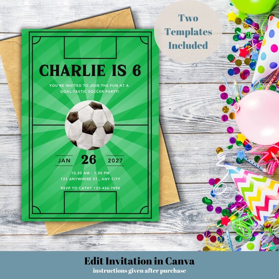 Club Football Fußball-Geburtstagseinladungen – Komplettes Einladungspaket Für Eine Fußball-Party Einladung Fußball