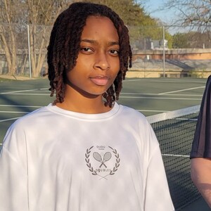 Orange, Pink, Red, White: Dudu Tennis Doubles Moisture-wicking Tee (gray art)