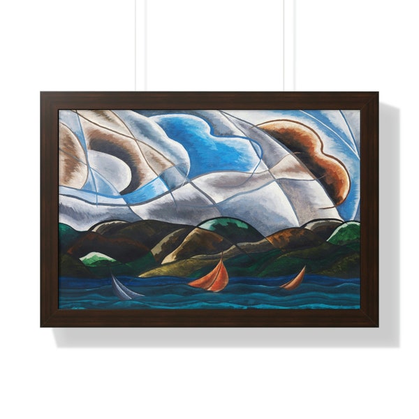Framed 24"x16" Print, Arthur Dove's Clouds and Water (1930) famous painting