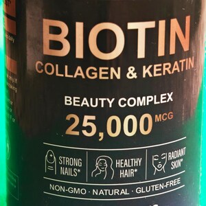 BIOTIN Collagen & Keratin Complex 25,000mcg Hair Nails Skin Vegetarian Capsules 100% Natural