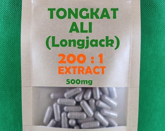 TONGKAT Ali, Longjack for Men, Eurycoma Longifolia, 200 : 1 Extract. HPMC capsules 500mg