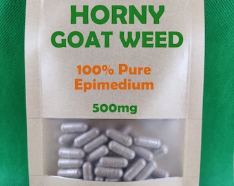 HORNY Goat Weed, Epimedium Grandiflorum, 100mg Icariin per Serving. Suitable for Woman and Man