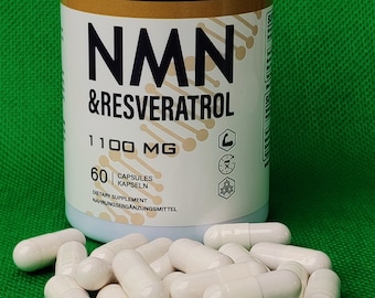 NMN and Resveratrol NAD plus booster 1,100 mg 60pc, All Natural 30 days supply