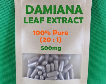 DAMIANA Leaf Extract (20:1) 100% Pure. Vegan/Vegetarian capsules 500mg