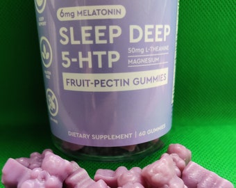 SLEEP DEEP 5-HTP, Melatonin, L-Theanine, Magnesium, Lemon Balm, Blue Passionflower, Vegan Gluten Free