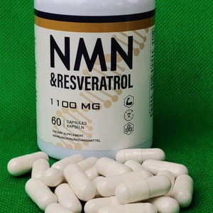 NMN y Resveratrol NAD plus booster 1100 mg 60 cápsulas, 100% natural, suministro para 30 días