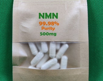 NMN 60pc Purity 99.98% (Nicotinamide Mononucleotide) Vegan/Vegetarian capsules 500mg