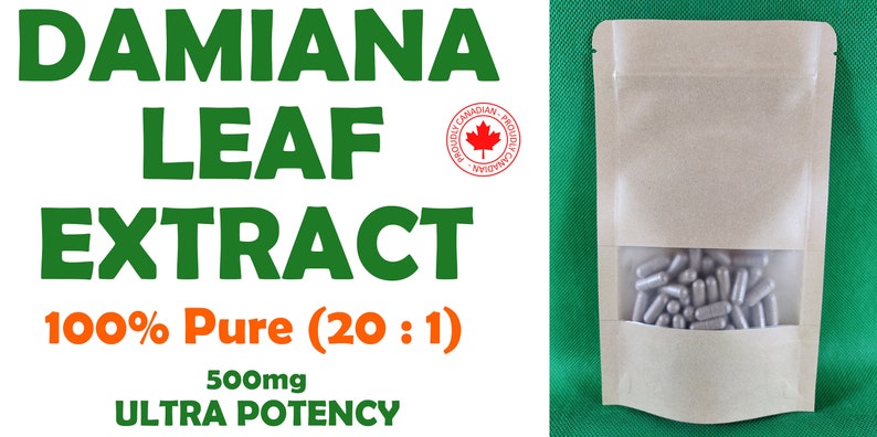 DAMIANA Leaf Extract (20:1) 100% Pure. Vegan/Vegetarian capsules 500mg image 3