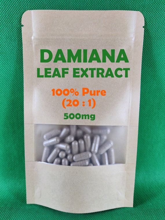 DAMIANA Leaf Extract (20:1) 100% Pure. Vegan/Vegetarian capsules 500mg