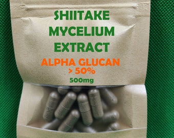 SHIITAKE Mycelium Extract. Vegan/Vegetarian capsules 500mg