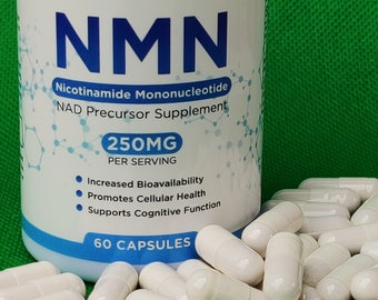 NMN purity 99.98%, Nicotinamide Mononucleotide NAD+ precursor, 60 capsules, All Natural 30 days supply
