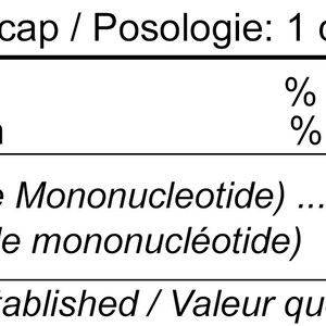 K&ouml;nnte beinhalten: Ein N&auml;hrwert-Label f&uuml;r ein Produkt, das 500 mg NMN (&beta;-Nicotinamid-Mononukleotid) pro Portion enth&auml;lt. Das Etikett gibt an, dass der Tagesbedarf nicht festgelegt ist.