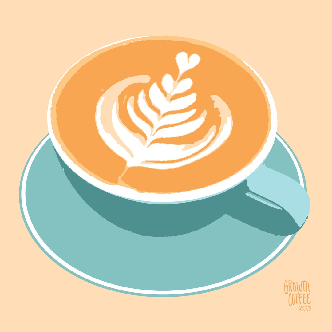 Latte Art Print Coffee Art Tulip Coffee Wall Art Blue Coffee Etsy