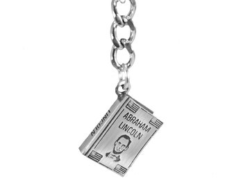 Abraham Lincoln Quote Book Keychain, Novelty Keychain, Abe Lincoln Art, Author Gifts, Teacher Keychain, Teachers Gifts, President Gift