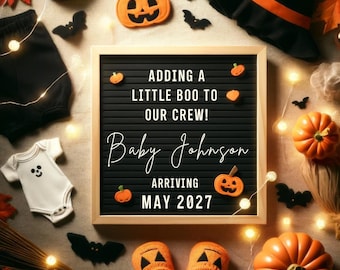 Halloween October Pregnancy Announcement: Little Boo On The Way (Canva Template)
