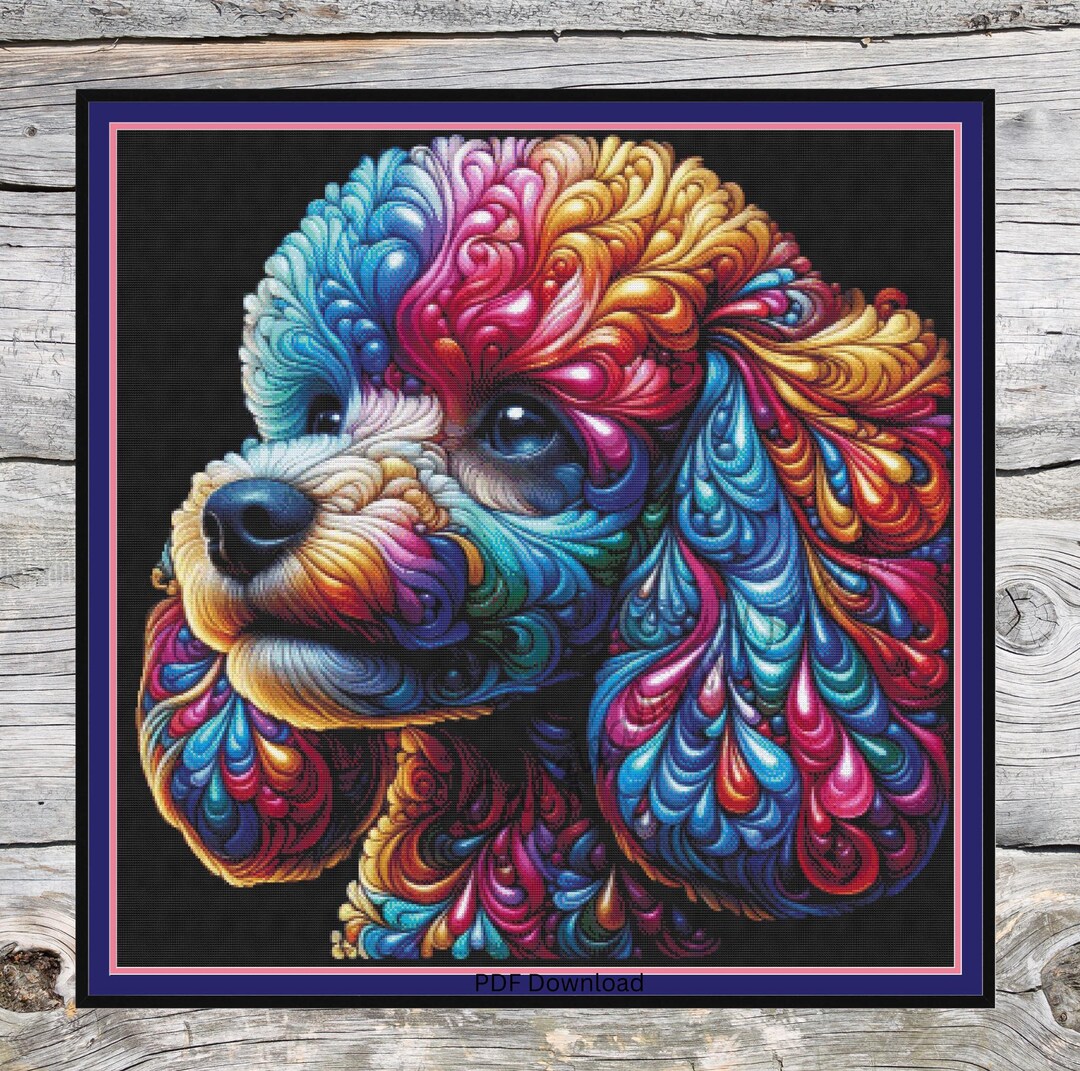 Colourful Poodle, Dog. Large Cross Stitch. Pattern Keeper/markup ...