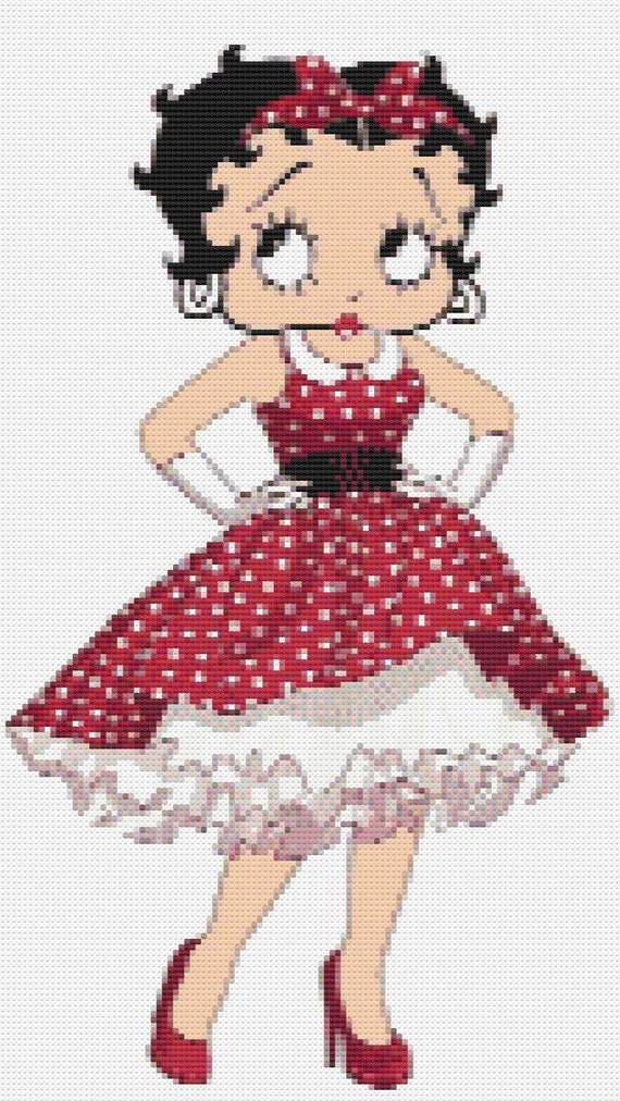 red betty boop dress Betty Boop in a Red Dress. Medium Cross Stitch. PDF Download  Pattern/charts. Pattern Keeper/markup as Well. Needlework