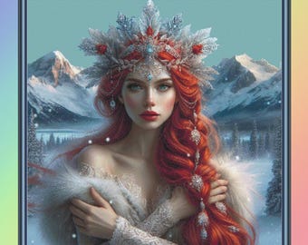 Snow Queen. Large cross stitch.  PDF download pattern/charts.  DMC Threads.  Needlework.  Pattern Keeper and Markup as well.