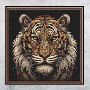Pattern Tiger. Large cross stitch. Pattern Keeper/Markup compatible. DMC Threads. PDF Download pattern/charts. Needlepoint.