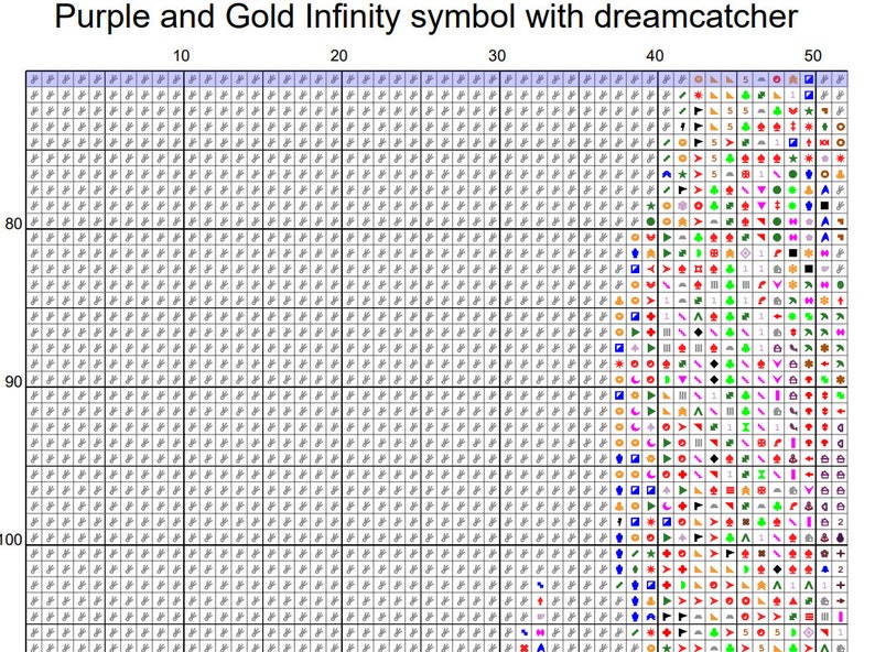 Purple and Gold Infinity Symbol With Dreamcatcher. A Large Cross Stitch ...