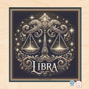 Libra Large cross stitch. Pattern Keeper/Markup compatible. DMC Threads. PDF Download.