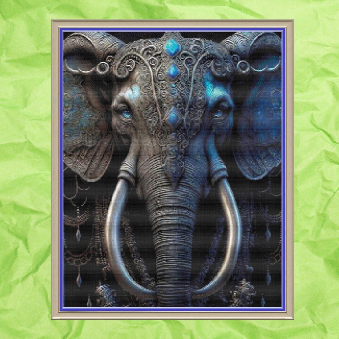 Elephant With Blue Eyes Counter Cross Stitch PDF Download Etsy