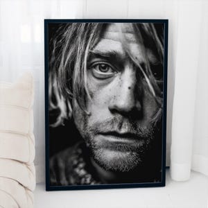 Kurt Cobain Nirvana Leinwanddruck, 76,2 X 50,8 Cm – Rauchend, Gerahmt, Fertig Zum Aufhängen