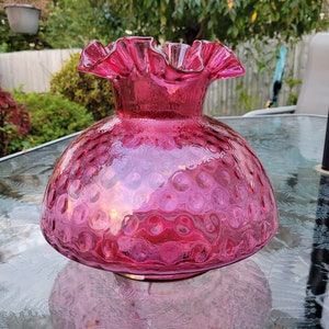 Fenton Cranberry Dot Optic Shade Vase
