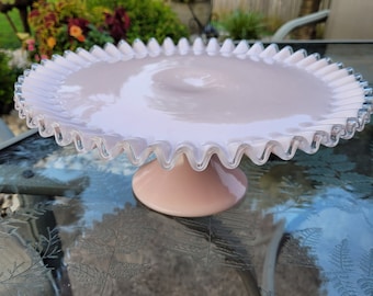 Fenton Pink/Silvercrest Milkglass Cake Stand 1950:s