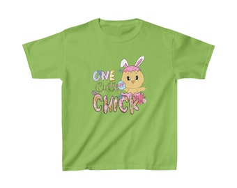 Easter One Hip Chick Bunny Egg T shirt Kids Heavy Cotton Tee