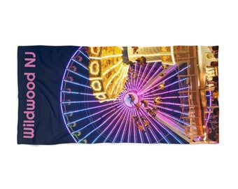 Wildwood NJ Boardwalk at Night Beach Towel