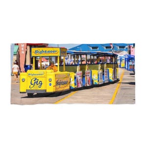 World Famous Wildwood NJ Tram Car Beach Towel, Sightseer Pool And Beach Towel, Jersey Shore, Boardwalk