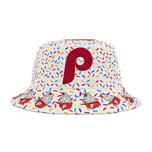 Colorful Philadelphia Phillies Ice Cream Soft Serve with Sprinkles Bucket Hat for Fun Days, Adjustable Summer Hat, Beach Hat