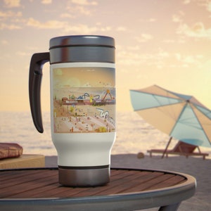 NEW Wildwood NJ seashore Stainless Steel Travel Mug with Handle, 14oz image 1