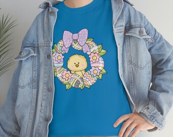 Leuke Easter Chick Wreath t-shirt Unisex Heavy Cotton Tee Maten S - 5X