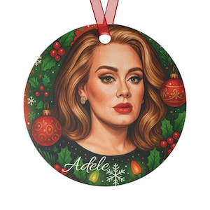 Personalized Adele Inspired Metal Christmas Tree Ornament, Pop singer