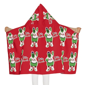 Philadelphia Phillies Phanatic Youth Kids  Hooded Towel, Perfect for Pool Parties, Beach towel, Birthdays, Family Fun