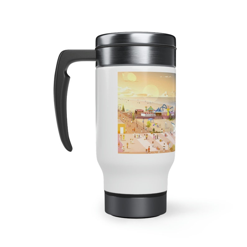 NEW Wildwood NJ seashore Stainless Steel Travel Mug with Handle, 14oz image 4