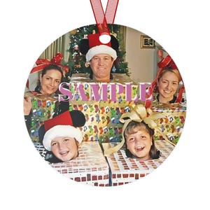 PERSONALIZED Family Metal Christmas Tree Ornament Using YOUR PHOTOS, Customized Holiday Gift, Family Photo Ornament